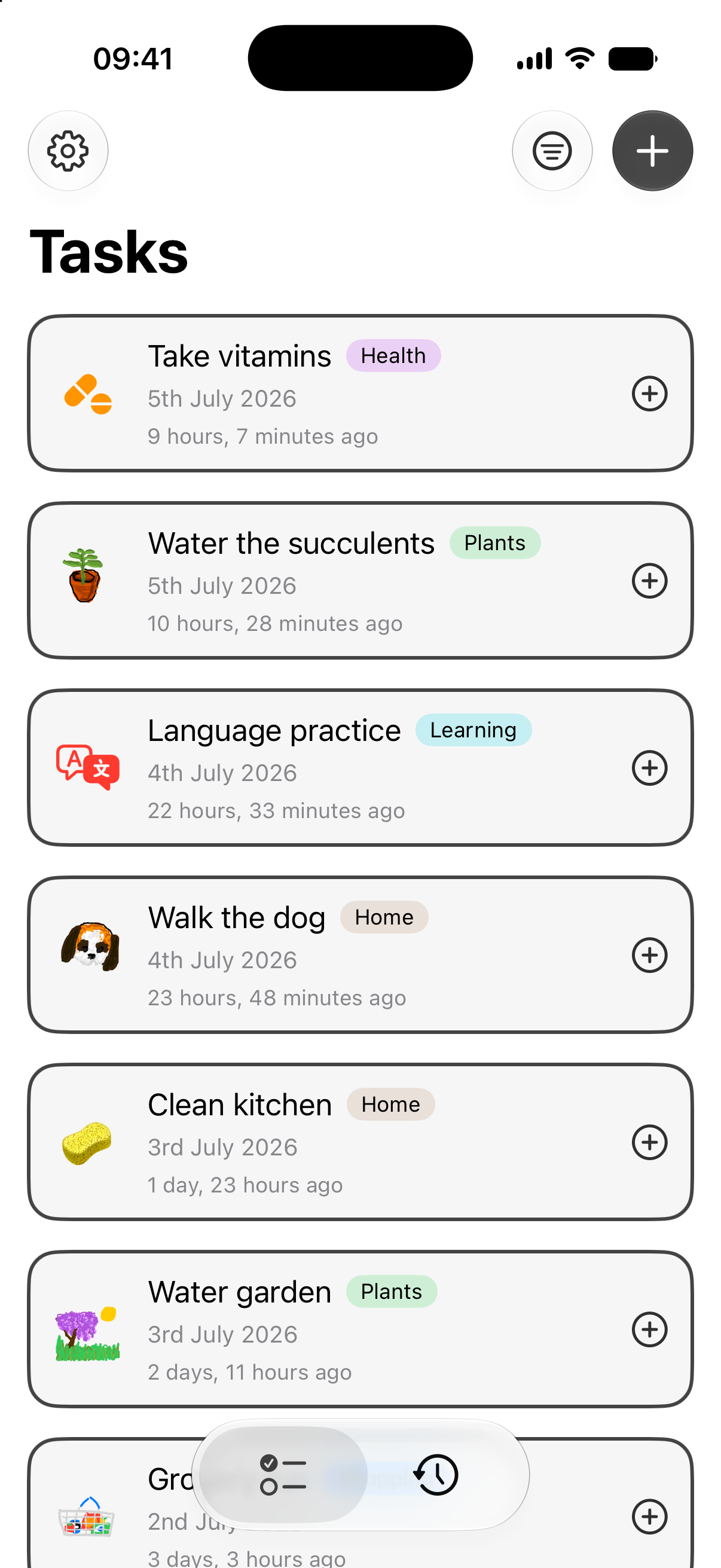 Kept, tasks list
